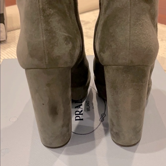 PRADA Grey Ultra Suede Platform ankle Boots - Picture 8 of 10